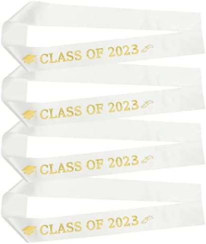 AMOSFUN לבן נצנצים לבן נצנצים 4 יחידים סיום סיום סאש סאש משנת 2023 אבנט סיום 2023 גליטר זהב בוגר סאטן