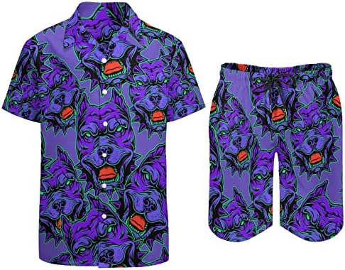 אבא פיטבול בן 2 חלקים תלבושות חוף כפתור הוואי מטה חולצת שרוול קצר וחליפות מכנסיים