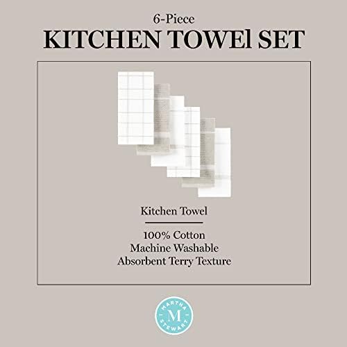 מרתה סטיוארט וופל מגבת מטבח מודרנית סט 6-חבילות, פשתן, 16 x28
