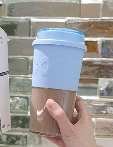 COTTHOSET משרד קפה ספל פלסטיק כוס פלסטיק - כוסות קפה לשימוש חוזר בקבוק מים עם מכסים שופך הוכחה