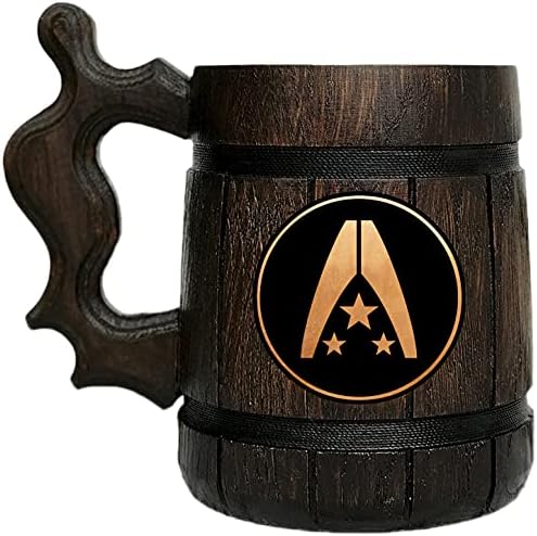 Mass Effect Systems Alliance ספל בירה. ספל בירה עץ מותאם אישית. ספל גיימר. טנקארד עץ. מתנה בשבילו.