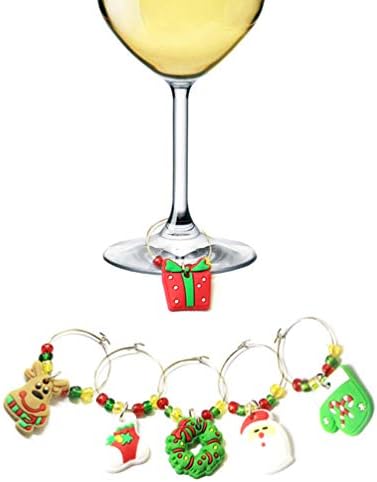 קבילוק חג המולד יין זכוכית טבעת קסמי תגיות חג יין זכוכית אבזם זכוכית גביע לשתות סמן יין טובות שמפניה