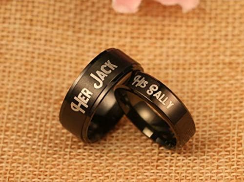 שלו סאלי שלה שקע שחור נירוסטה רומנטי זוג טבעת אוהבי מבטיחים יום נישואים אירוסין חתונה להקות