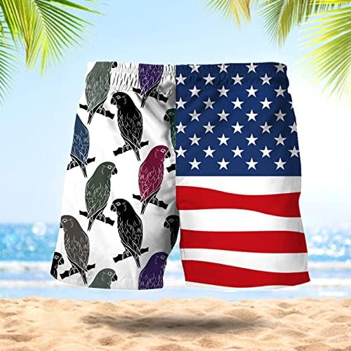 גברים שחייה קצר גברים של אביב קיץ מקרית מכנסיים מכנסיים דגל מודפס טלאי ספורט חוף מכנסיים לא רשת לשחות
