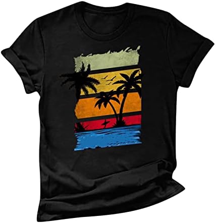נשים של דקל עניבה לצבוע חולצה טרופי טי חולצות קיץ חוף קוקוס גרפי חולצה אביב חופשת טי חולצות