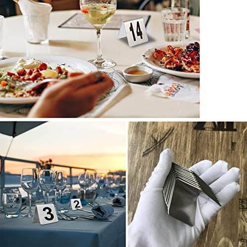שולחן נירוסטה מספר 1-50 / 1-100 שלטי מספר שולחן מסעדה דו צדדי-ניתן לגיבוב לחיסכון במקום-גופן מודגש