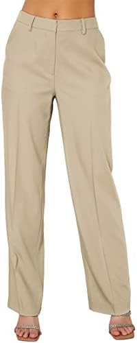 מכנסי חליפת נשים של אביפין מכנסי שמלת רגל ישר מכנסיים רופפים מכנסיים מזדמנים משרד ישר מכנסי עבודה