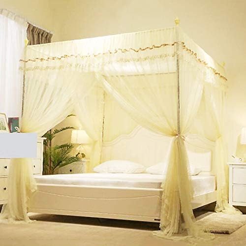 ASDFGH הצפנה נחיתה מיטת נסיכה מיטת מיטת, סגנון אירופי 4 פינות לאחר מיטות וילונות חופה ילדים רשת יתושים, שלושה