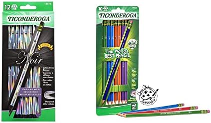 טיקונדרוגה נואר שחור עץ-בדק 2 עפרונות, עיצוב הולוגרפי, 12 לספור &מגבר; עפרונות טיקונדרוגה, גרפיט