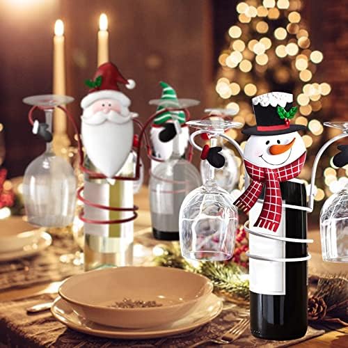 סט מתנות קפה ל -2 חג למתלה בית חג מולד ואחסון יין תפאורה מושלמת 2 מחזיקי בקבוקים בקבוק מטבח מחזיק