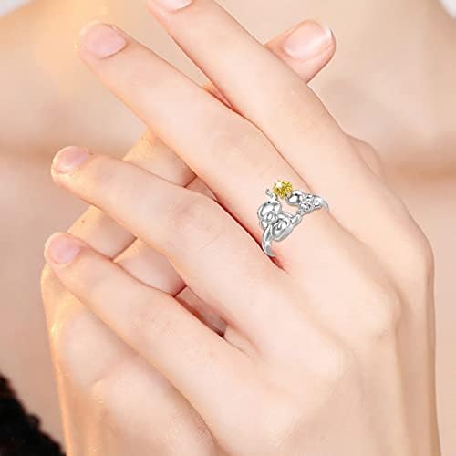 אמא בת פיל טבעת 925 סטרלינג כסף מתכווננת אהבה טבעות אצבעות לב לנשים אשת אמא ננה בת תכשיטים