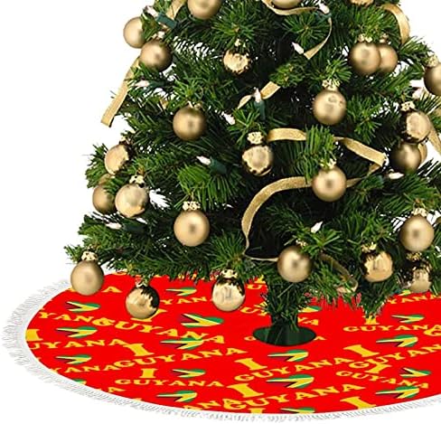 אני אוהב דגל לב של גיאנה חצאית עץ חג המולד מצחיק עם גדילים קטיפה קצרה, 3 גדלים