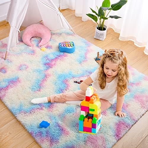ארוגן קשת שטיחים עבור בנות חדר, ילדים שטיחים לחדר שינה חדר משחקים, 2 חבילה חמוד צבעוני שטיח, 2 * 4 להאכיל 4