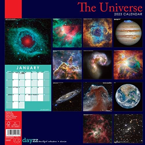 2023 לוח השנה הקיר התלוי בכיכר היקום - ללא פלסטיק - 12 x 12, תמונות חלל, קוסמיות, צילום, מארגן, בית,