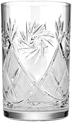 נאמן גולד + גל5107, 7 עוז זכוכית תה קריסטל עם פודסטקניק, זכוכית משקה חם/קר עם מחזיק מתכת