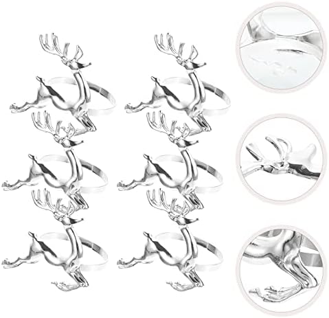 תפאורה של חג המולד של לוקשיני עיצוב איילים 6 יחידות דקורטיביות בצורת איילים בצורת מפיות אבזמים אבזמים