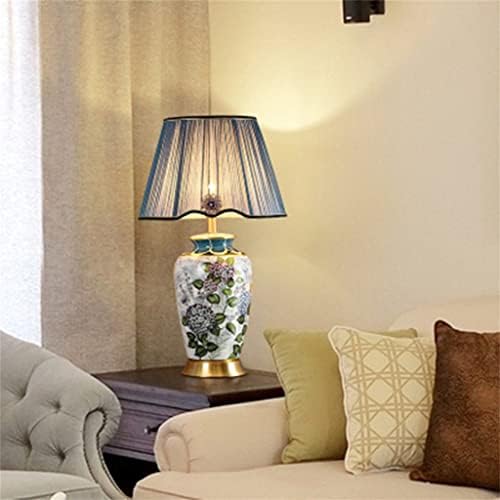 FZZDP מנורת שולחן נחושת מנורת מיטה מנורת קרמיקה מנורות שולחן נדיבות לחדר שינה מעוטר בסלון