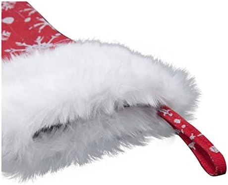 גרבי גרביים של גרבי חג המולד של פתית שלג אדומה, קישוט עץ חג המולד, תלייה דקורטיבית, תיקים, שקיות מתנה אידיאליות