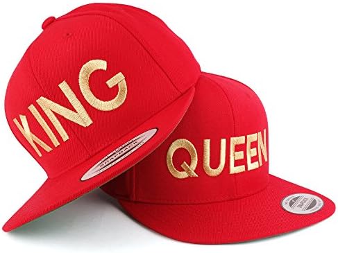 חנות הלבשה אופנתית קינג ומלכה זהב רקומה שטר שטוחה כובע בייסבול מובנה