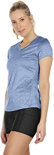 חולצות אימון ICYZONE חולצות יוגה חולצות טריקו-צווארון V-NECT לנשים המפעילות כושר ספורט ספורט שרוול