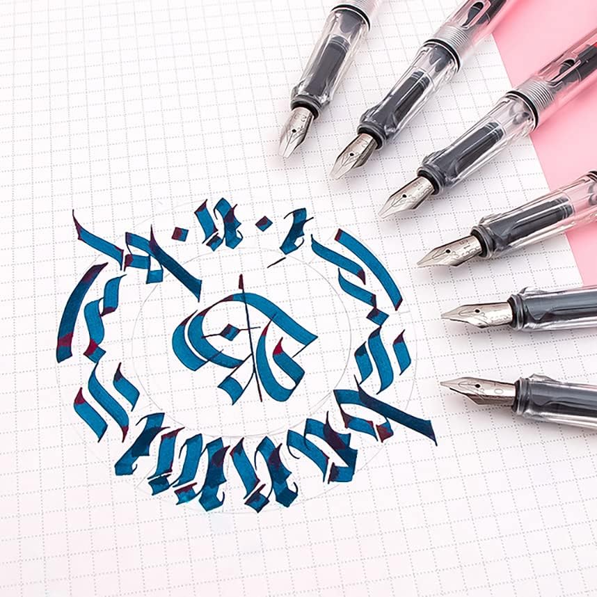 סט עט מזרקת Lanxivi Calligraphy, 6 גדלי קצה שונים וצבע לציור וכתיבת אמנות חתימה