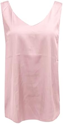 גופיות GDJGTA לנשים V Neck Silk קיץ סאטן סאטן חולצה חסרת שרוולים חולצות חילצות טי בסיסיות