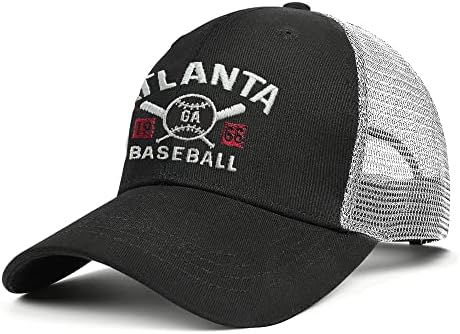 כובעי בייסבול של Snapback לגברים כובע ג'ינס רשת, מעריצי בייסבול רקמה קלאסיים של אטלנטה מעריצי ספורט משאית