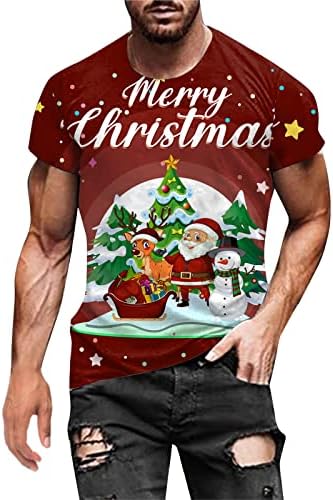 חולצות טריקו לגברים של ZDDO חג המולד סנטה קלאוס חייל הדפסה צמרות שרוול קצר מצחיק חג המולד מצחיק מסיבה גרפית