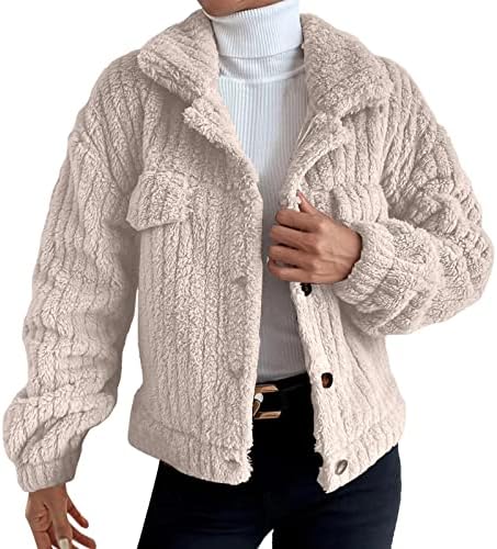 צמר מלאכותי לנשים שרוול ארוך סוודרים סוודר סוודר סוודר מעיל קטיפה חמה ז'קט מעיל שלג עליון ללא כיס