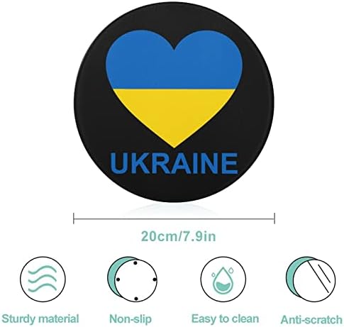 אהבת אוקראינה עגול מזג זכוכית חיתוך לוח מצחיק קרש חיתוך עם גומי רגליים