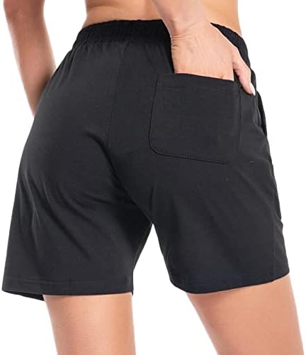 מכנסי כותנה לנשים 5 זיעה ברמודה מושכת מכנסיים קצרים עם כיסים עמוקים לטרקלין כושר יוגה הליכה אתלטי
