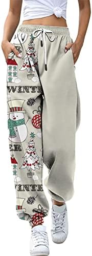 מכנסי טרנינג לחג המולד רצים רצועות נוחות מותניים גבוה