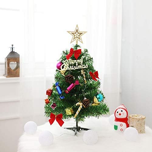 עץ חג המולד של Handieeen עם אורות קישוט לחג המולד שולחן עבודה מיני קישוטי עץ חג המולד