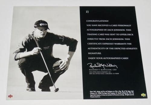 זאק ג'ונסון עם חתימה 2004 סיפון עליון SP חתימת 8x10 צילום/כרטיס צבע - תמונות גולף עם חתימה