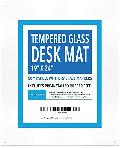 מחצלת שולחן זכוכית מחוסמת 19 x 24 כדי להגן על שולחן העבודה שלך - כרית שולחן זכוכית מלוטשת למקלדת או לצג