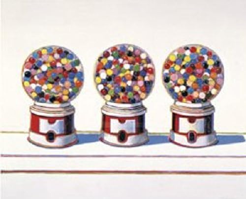 שלוש מכונות 1963 מאת וויין טיבאוד מסטיק מסטיק סוכריות קיד ילדים פוסטר גודל כולל 11 על 14, גודל תמונה 8. 25