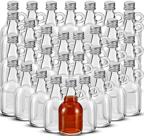 32 חתיכות 1.7 עוז זכוכית סירופ בקבוקים עם אלומיניום מכסים ולולאה ידית ברור זכוכית בקבוקים לשימוש חוזר מייפל
