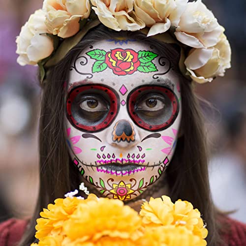 יום הפנים המתים קעקועים, 9 חבילות דיא דה לוס מוארטוס, פסטיבל פרחי ליל כל הקדושים גולגולת סוכר גולגולת שחורה,