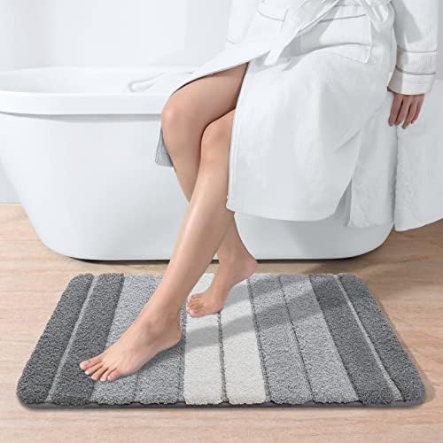 שטיח אמבטיה של מחצלת אמבטיה דקסית סופג מחצלות רצפת מקלחת רחיצות רחיץ שטיח קטן 24 x43, אפור בהיר
