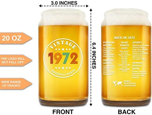 מתנות יום הולדת 50 לוסטאר זכוכית פחית בירה, כוסות בירה וינטג ' 1972 / כוסות קפה קר, כוס שתייה