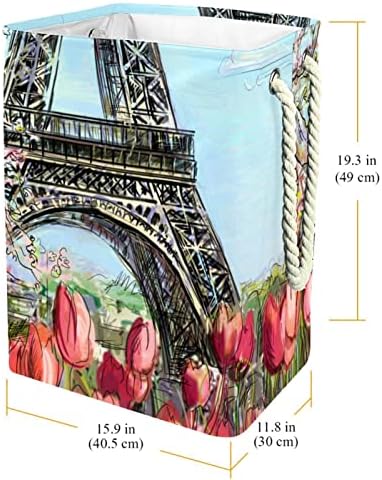 פנימי פריז מגדל אייפל טוליפ פרח גדול כביסת עמיד למים מתקפל בגדי סל סל בגדי צעצוע ארגונית, בית תפאורה