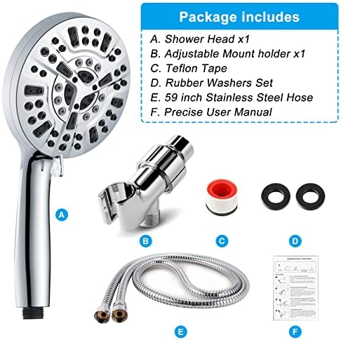 ראש מקלחת בלחץ גבוה עם מכונת לחץ כף יד 10 הגדרות ריסוס חוסכים מים ראשי מקלחת ניתנים לניתוק