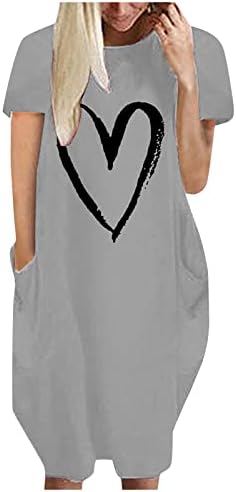 בגדים שרוול קצר כותנה נגד צוואר לב ארוך אהבה גרפיקה רופפת שמלת טרקלין כושר לנשים שמלת קיץ סתיו נ.ב.