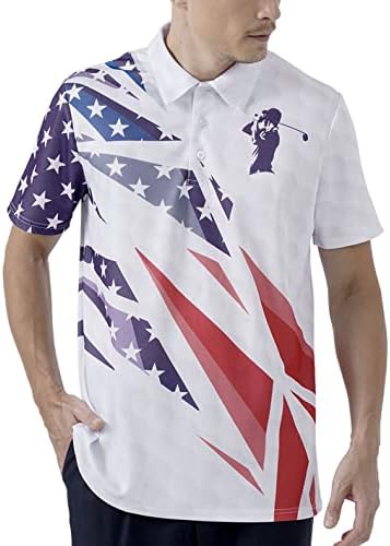 חולצות גולף של Pagymo לגברים חולצת פולו גברים מצחיק נדנדה פטריוטית חולצת דגל אמריקאית מטורפת כושר יבש