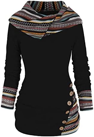 חולצות נשים מתגנדר מקרית בתוספת גודל ארוך שרוול מוצק בוטון פך אסימטרית חולצות סוודר