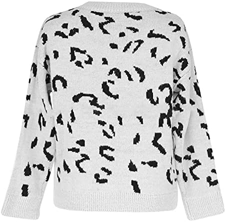 סוודרים גדולים של נשים סוודרים סרוגים צורת כוכב סרוג הדפסת שרוול ארוך חולצה סוודר צווארון V