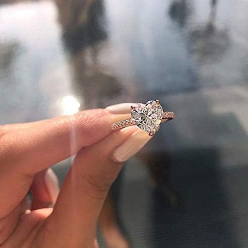 טבעת נישואין בלאקי, מתכת בצורת לב של נשים מלאה יהלום מיקרו-סירקון זירקון טבעת אירוסין תכשיטים מתנה, 6