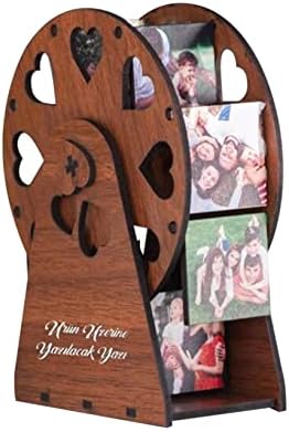 תפארת אישית מיני גלגל ענק תמונה מסגרת משפחה דקור עם 8 תמונות קישוטי מסתובב טחנת רוח עץ תמונה מסגרת