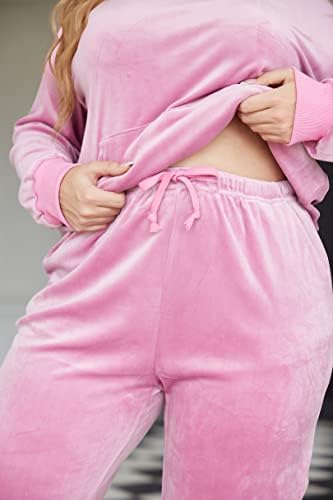 In'voland Plus Size Stearssuits מוגדרים לנשים 2 חלקי חתיכות תלבושות קלות קפוצ'ון סוודר ומכנסי טרנינג