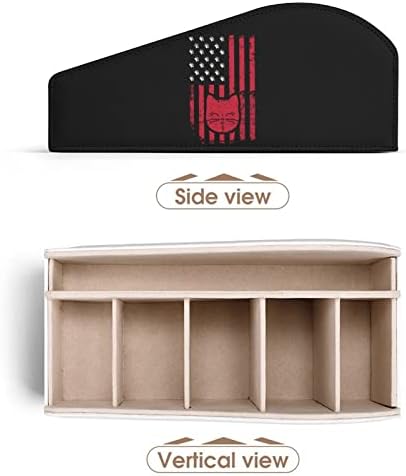 דגל PawPrint American PawPrint מחזיק בשלט רחוק קופסת מארגן עור PU עם 6 תאים קופסת אחסון לחדר שינה סלון